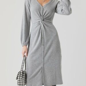 Gray Ribbed Knit Dress